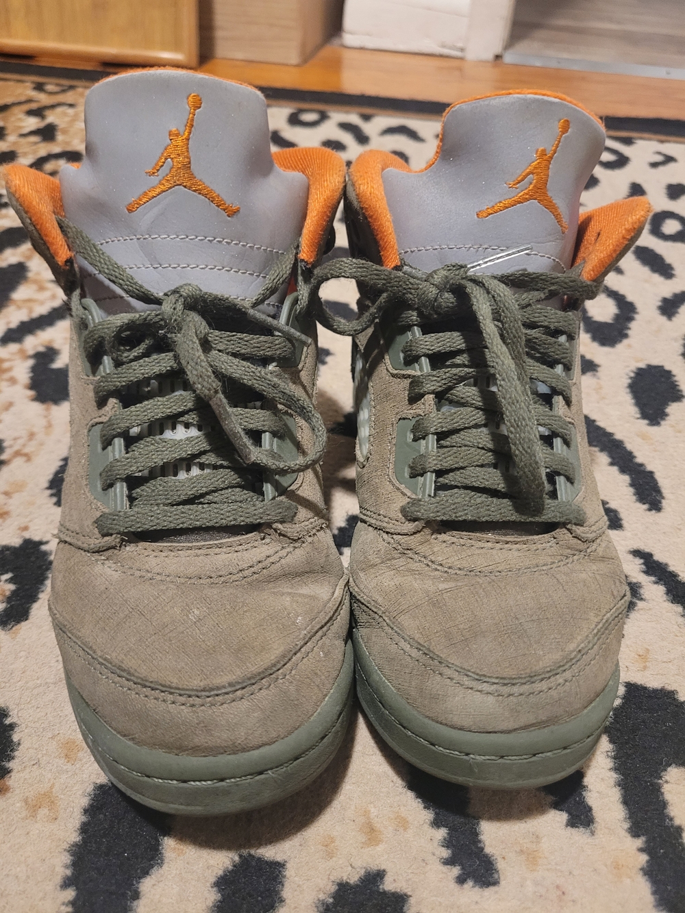 Jordan Men’s Retro Low-Top Sneakers in Olive Green and Orange